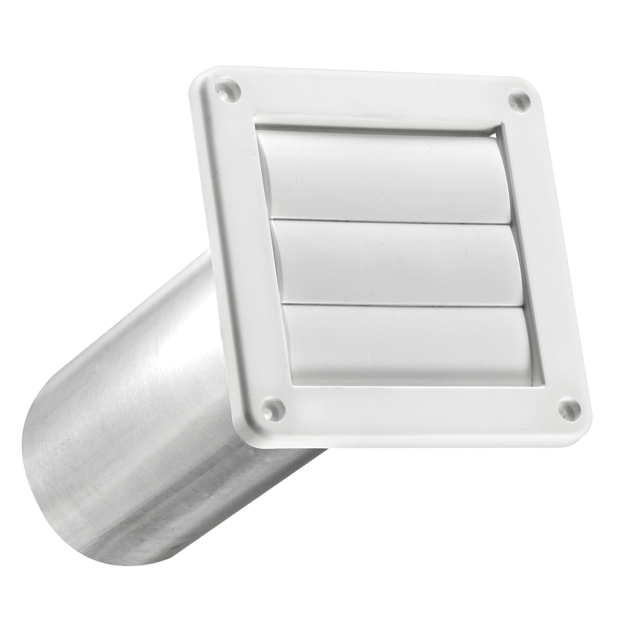 Lambro 4in. Plastic Louvered Exhaust Wall Vent — White, 11in. Pipe, UV-Resistant, Model# 267W